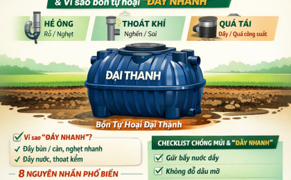 Bồn tự hoại có mùi: xử lý theo từng nguyên nhân (ống, thoát khí, quá tải)